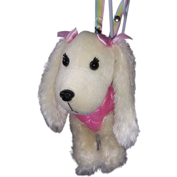 Poochie & Co Lizzie the Beagle CONFETTI Girls Plush Dog Purse Rainbow Strap Bag - Picture 1 of 11